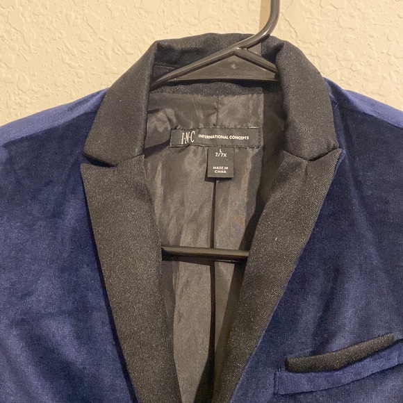 COPY - COPY - Inc size 7 L blue velvet jacket and check shirt - Picture 2 of 4